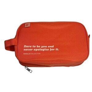 Real Techniques Dare To Be You + Female Collective orange catch all cosmetic bag